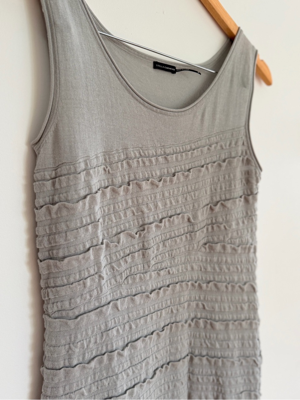 Stella Carakasi Ruffled Textured Tank Top — Light Taupe